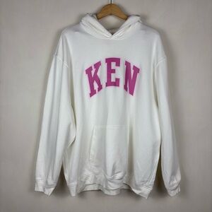 GAP x Barbie Collab Ken Graphic Hoodie Sweatshirt XXL White Pink